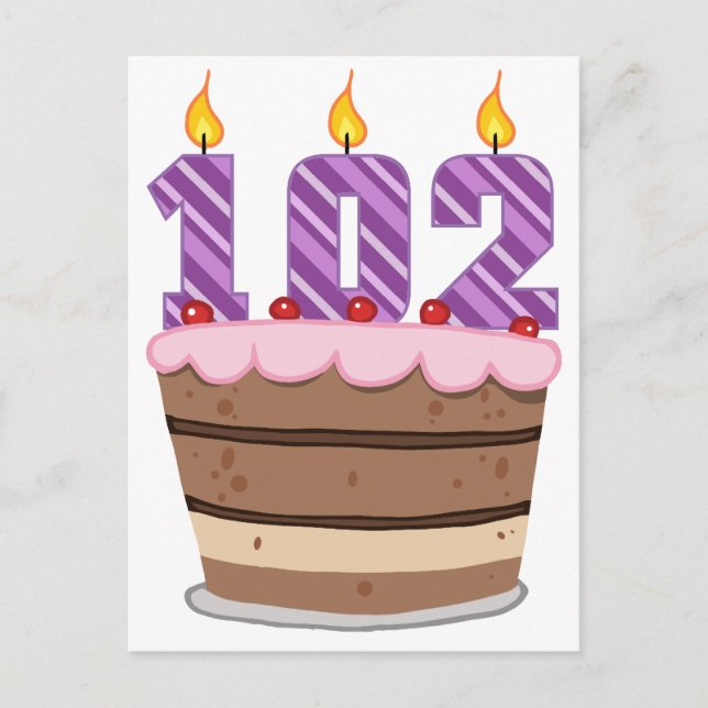 Carte Postale 102 ans sur le gâteau d'anniversaire (Devant)