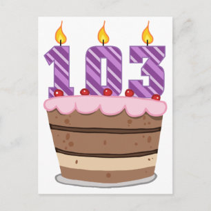 Carte Postale 103 ans sur le gâteau d'anniversaire