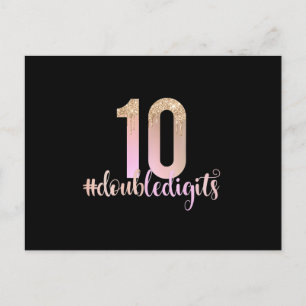 Carte Postale 10e anniversaire Double Chiffres Filles Dégradé de