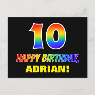 Carte Postale 10e anniversaire : Gras, Amusant, Simple, Arc-en-c