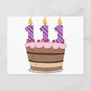 Carte Postale 111 ans sur le gâteau d'anniversaire