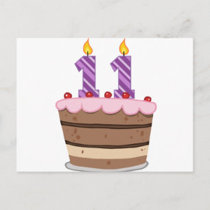 Carte Postale 11 ans sur le gâteau d'anniversaire