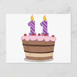 Carte Postale 11 ans sur le gâteau d'anniversaire