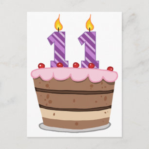 Carte Postale 11 ans sur le gâteau d'anniversaire