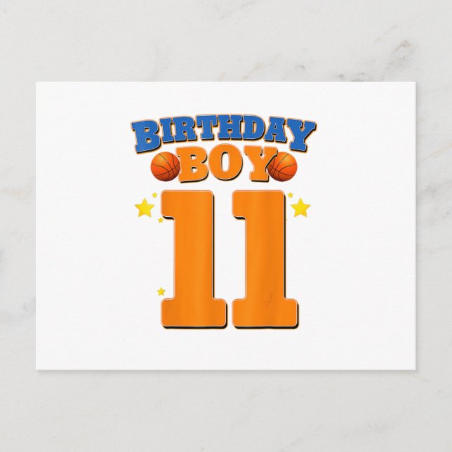 Carte Postale 11e Anniversaire Basketball cadeau pour Boys Party (Devant)