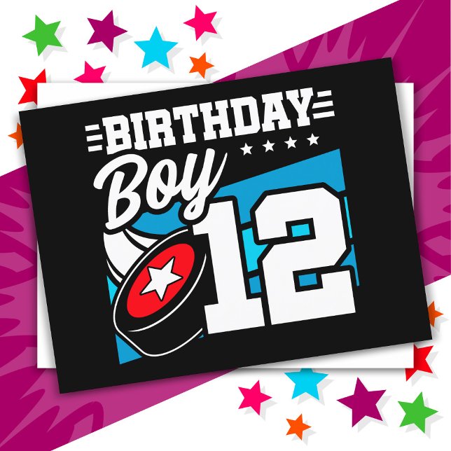 Carte Postale 12 ans de la partie de hockey thème 12e anniversai (Créateur téléchargé)