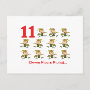 Carte Postale 12 jours onze pipers qui jouent de la cornemuse