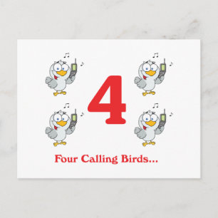 Carte Postale 12 jours quatre oiseaux appelant