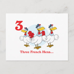 Carte Postale 12 jours trois poules françaises