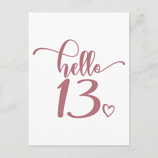 Carte Postale 13e anniversaire Femmes Bonjour 13 mignonnes 13 an (Devant)