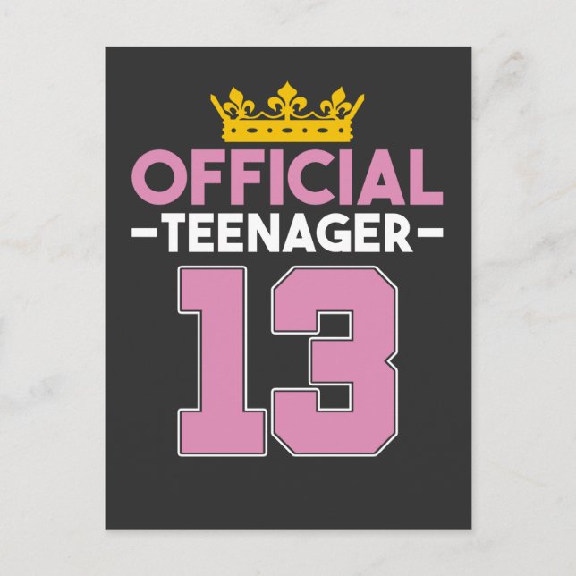 Carte Postale 13e anniversaire fille princesse officielle adoles (Devant)