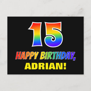 Carte Postale 15e anniversaire : Gras, Amusant, Simple, Arc-en-c