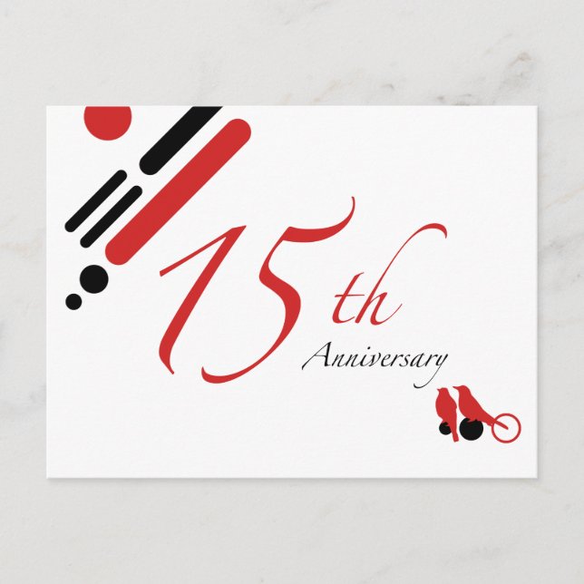 Carte Postale 15e anniversaire (oiseaux mod) (Devant)