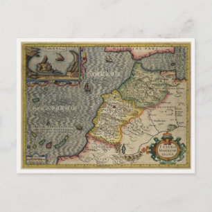 Carte Postale 1606 Map Fez and the Kingdom of Morocco by Hondius