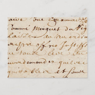 Carte Postale 1700s Vintage French Script Grunge Parchment Paper