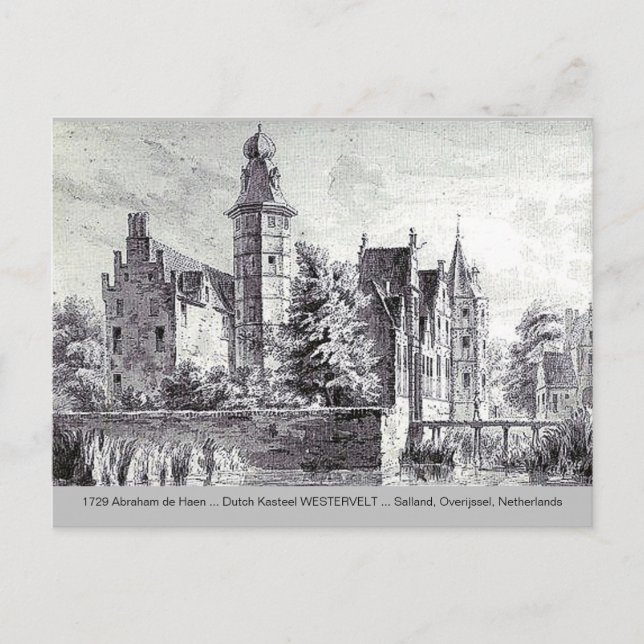 Carte Postale 1729 A. de Haen Néerlandais Château WESTERVELT Car (Devant)