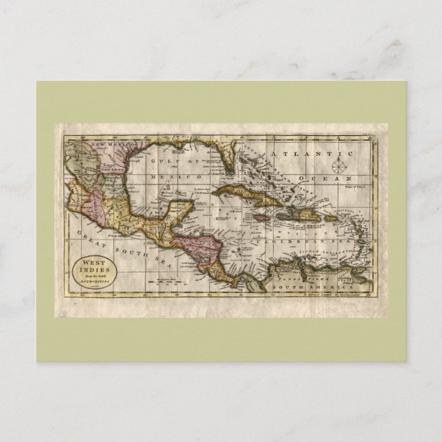 Carte Postale 1790 Map of The West Indies by Dilly and Robinson (Devant)