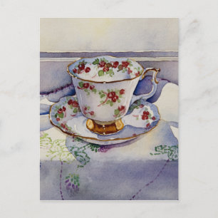 Carte Postale 1799 Teacup on Linen Postcard