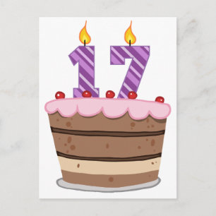 Carte Postale 17 ans sur le gâteau d'anniversaire