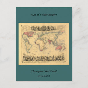 Carte Postale 1850's Map of British Empire Throughout the World