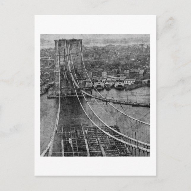 Carte Postale 1870 s New York City Brooklyn Bridge Construction (Devant)