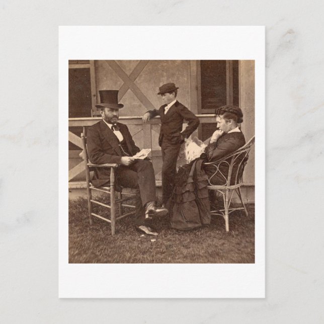 Carte Postale 1872 Président Grant avec famille au chalet (Devant)