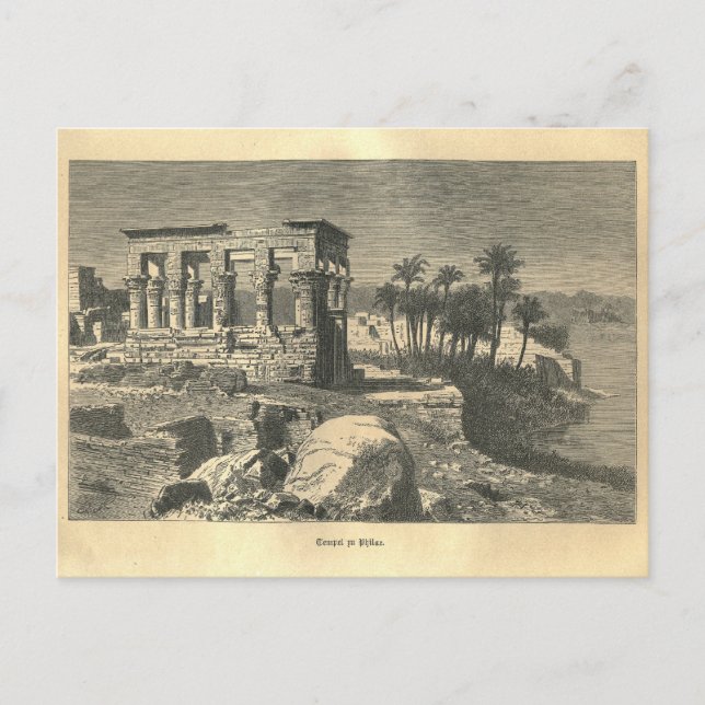Carte Postale 1877 Imprimer Temple de Philae, La Terre et son Pe (Devant)