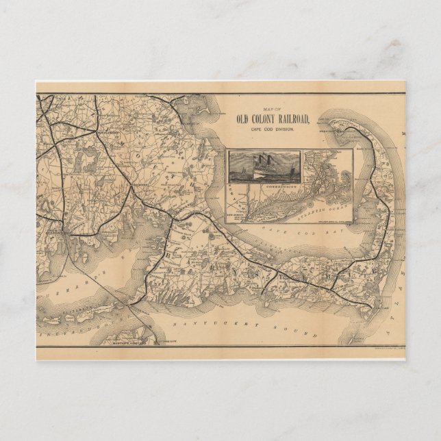 Carte Postale 1888_Old_Colony_Railroad_Cape_Cod_map (Devant)
