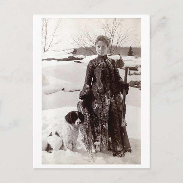 Carte Postale 1890 Femme et son chien de chasse breton (Devant)