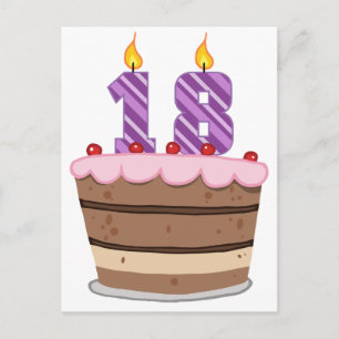 Carte Postale 18 ans sur le gâteau d'anniversaire