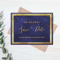 18e anniversaire bleu foncé or enregistrer la date