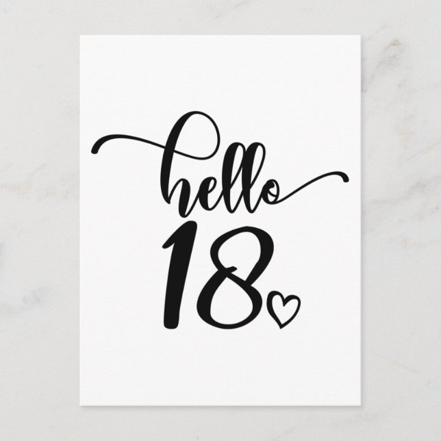 Carte Postale 18e anniversaire femmes Bonjour 18 Mignon 18 ans (Devant)