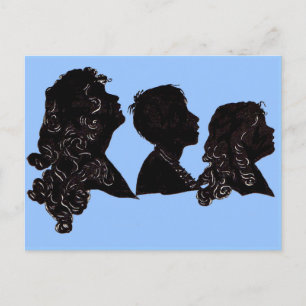 Carte Postale 1906 famille silhouette mère, fils et fille