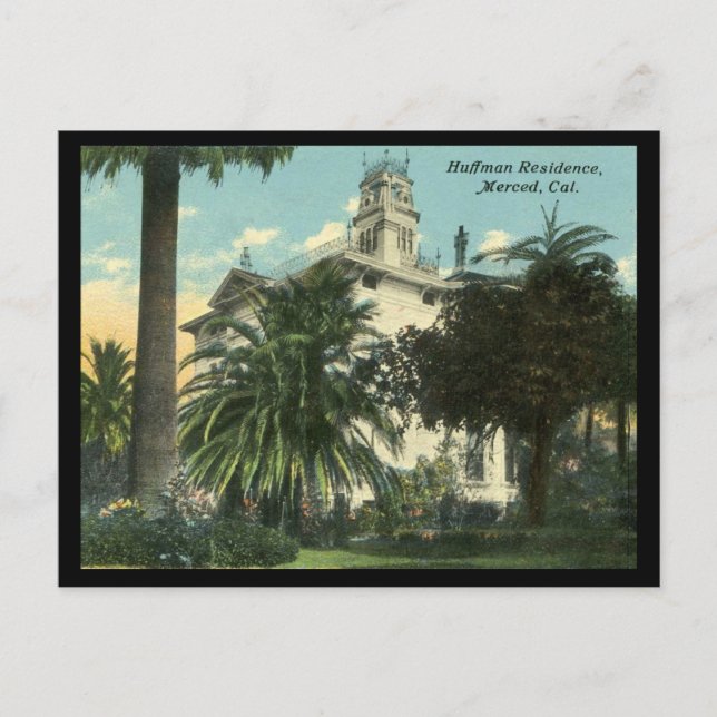 Carte Postale 1910-1915 Manoir Huffman à Merced CA (Devant)