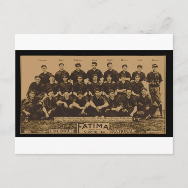 Carte Postale 1913 Cincinnati Reds Fatima Tobacco Card Imprimer (Devant)