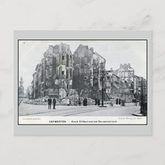Carte Postale 1914 Anvers - Coin bombardement Volkstraat (Devant)