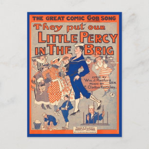 Carte Postale 1919 Ils mettent notre petite Percy dans le feu