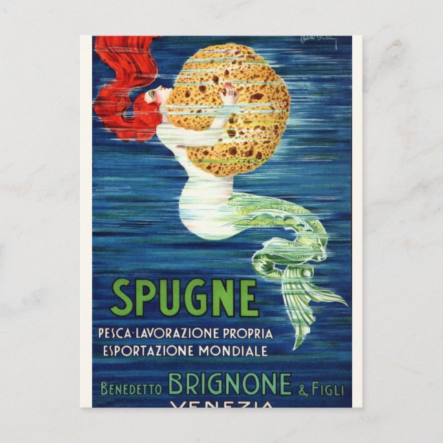Carte Postale 1920 Sirène Italienne Avec Publicité Éponge Poste (Devant)