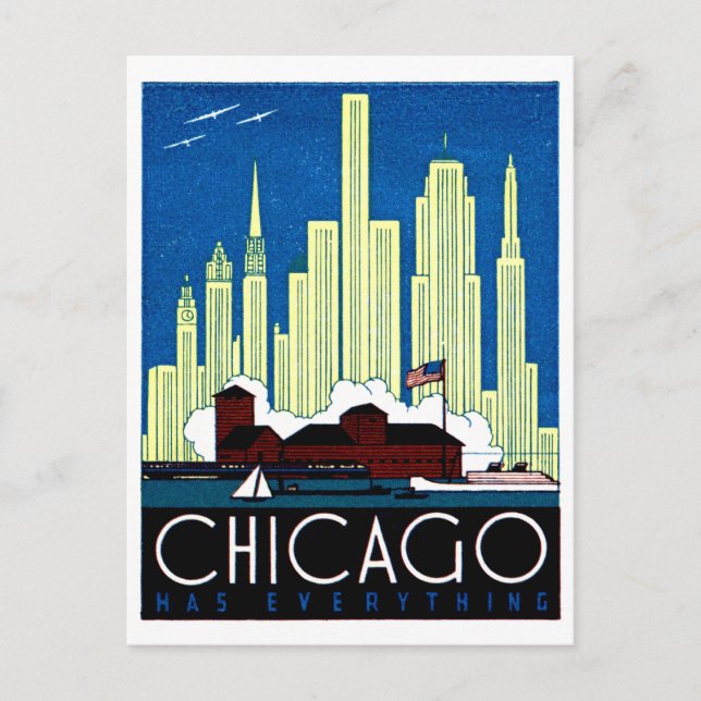 Carte Postale 1930 Visit Chicago Poster (Devant)