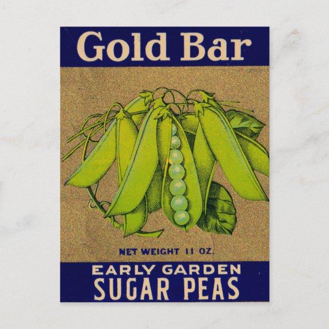 Carte Postale 1930s Gold Bar les pois à sucre peuvent étiquette (Devant)
