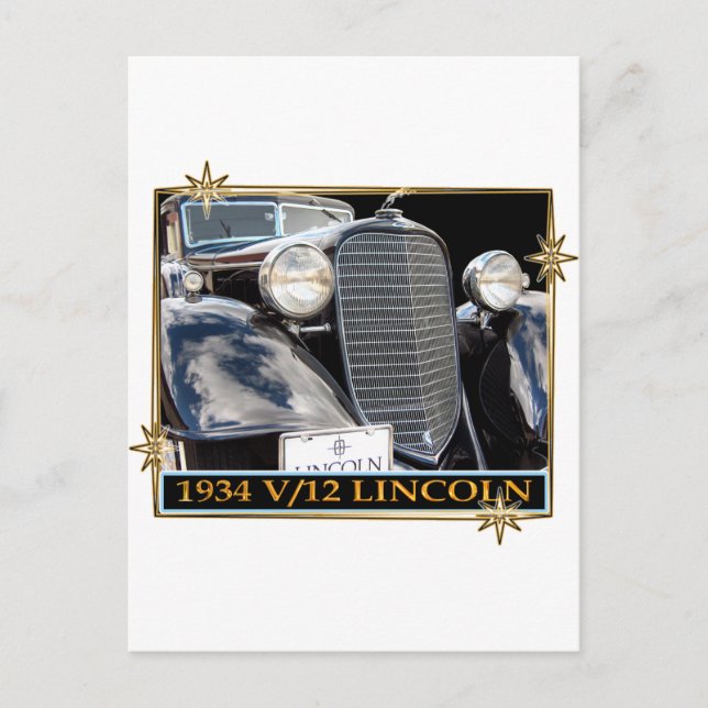 CARTE POSTALE 1934 V-12 LINCOLN (Devant)