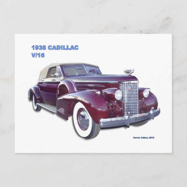 CARTE POSTALE 1938 CADILLAC V-16 (Devant)