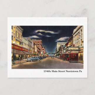 Carte Postale 1940, rue principale de Norristown