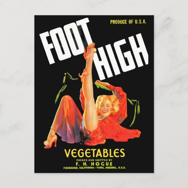 Carte Postale 1940s marmite étiquette pied légumes hauts légumes (Devant)