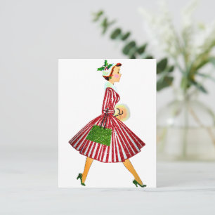 Carte Postale 1950 Noël Dame Vintage  