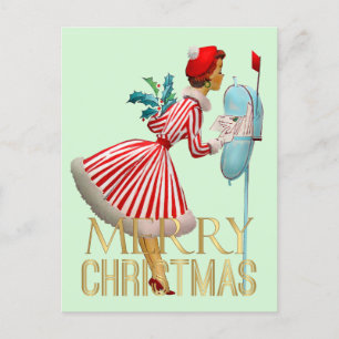 Carte Postale 1950 Noël Dame Vintage Joyeux Noël