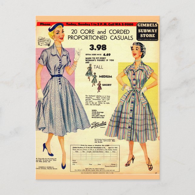 Carte Postale 1953 Gimbels Subway Store (Devant)