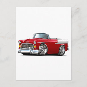 Carte Postale 1955 Chevy Belair Red-White Convertible