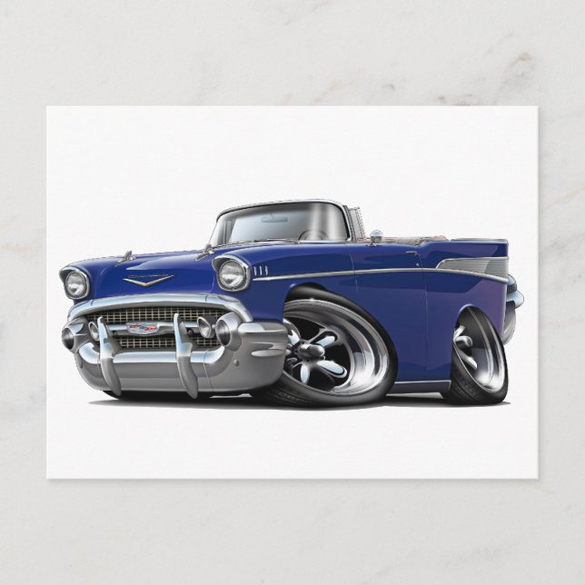 Carte Postale 1957 Chevy Belair Dark Blue Convertible Hot Rod (Devant)
