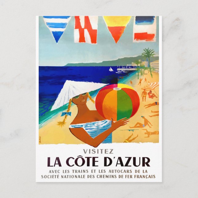 Carte Postale 1957 Visitez La Côte D'Azur Affiche française de v (Devant)